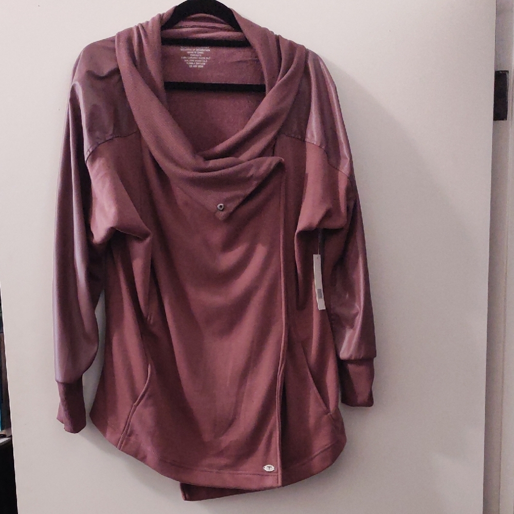 Tahari Pink Cowl Neck Sweater with Elegant Draped Neckline